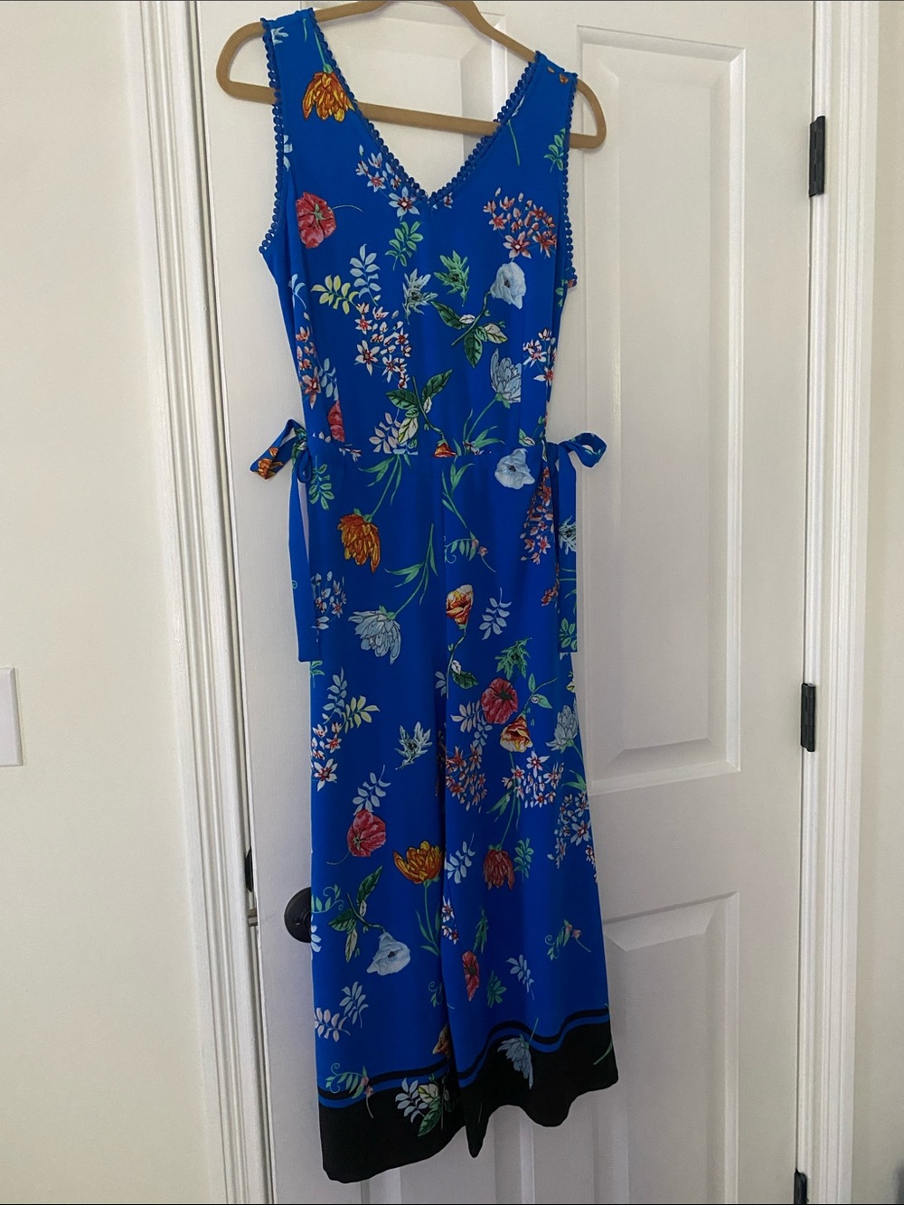 Carolina Belle Royal Blue Floral Maxi Dress with Tie Waist